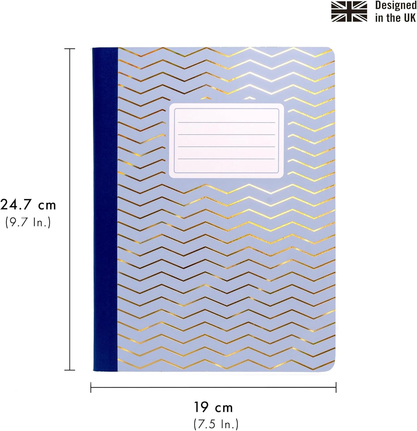 Pukka Pad, Composition Notebooks - 3 Pack of Journals Featuring 140 Pages of College Ruled 80GSM Paper with Sturdy Cover Stock - 9.75 x 7.5in - Bloom
