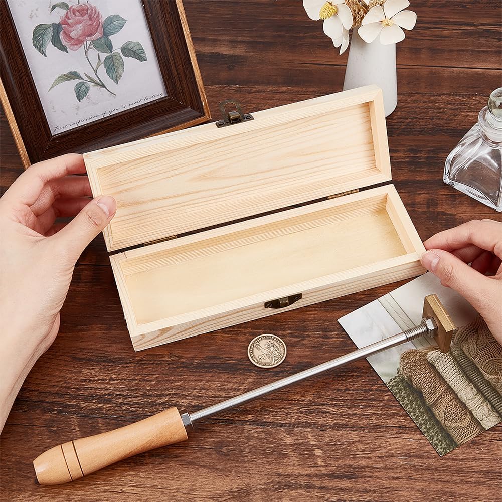 OLYCRAFT Unfinished Wood Box Jewelry Box Unfinished Wooden Artist Tool And Brush Storage Box Wood Pencil Box Small Case with Locking Clasp for Crafting Valentine's Day Easter Decoration