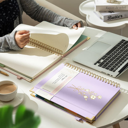 Hardcover Spiral Notebooks 8.5" X 11" Note Taking 5 Subject Notebook College Ruled with Dividers 240 Pages 100GSM Aesthetic Spiral Notebook for Work School Cute Journals for Women Writing