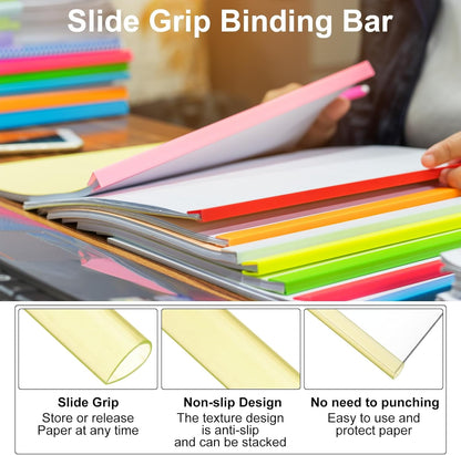 PATIKIL 30Pcs Binding Bars, 8mm Binding Bars Slide Grip 50 Sheets Capacity A4 Size Report Binder Teardrop Shape Presentation Binder for Report Cover Resume, Clear