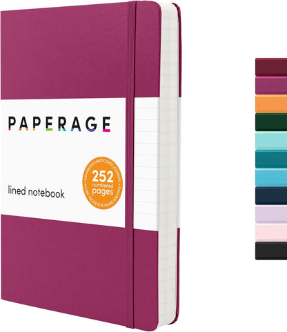 PAPERAGE Lined Journal Notebook, (Black), 160 Pages, Medium 5.6 in x 8 in - 100 GSM Thick Paper – Hardcover Journaling Notebook for Work, School & Note Taking