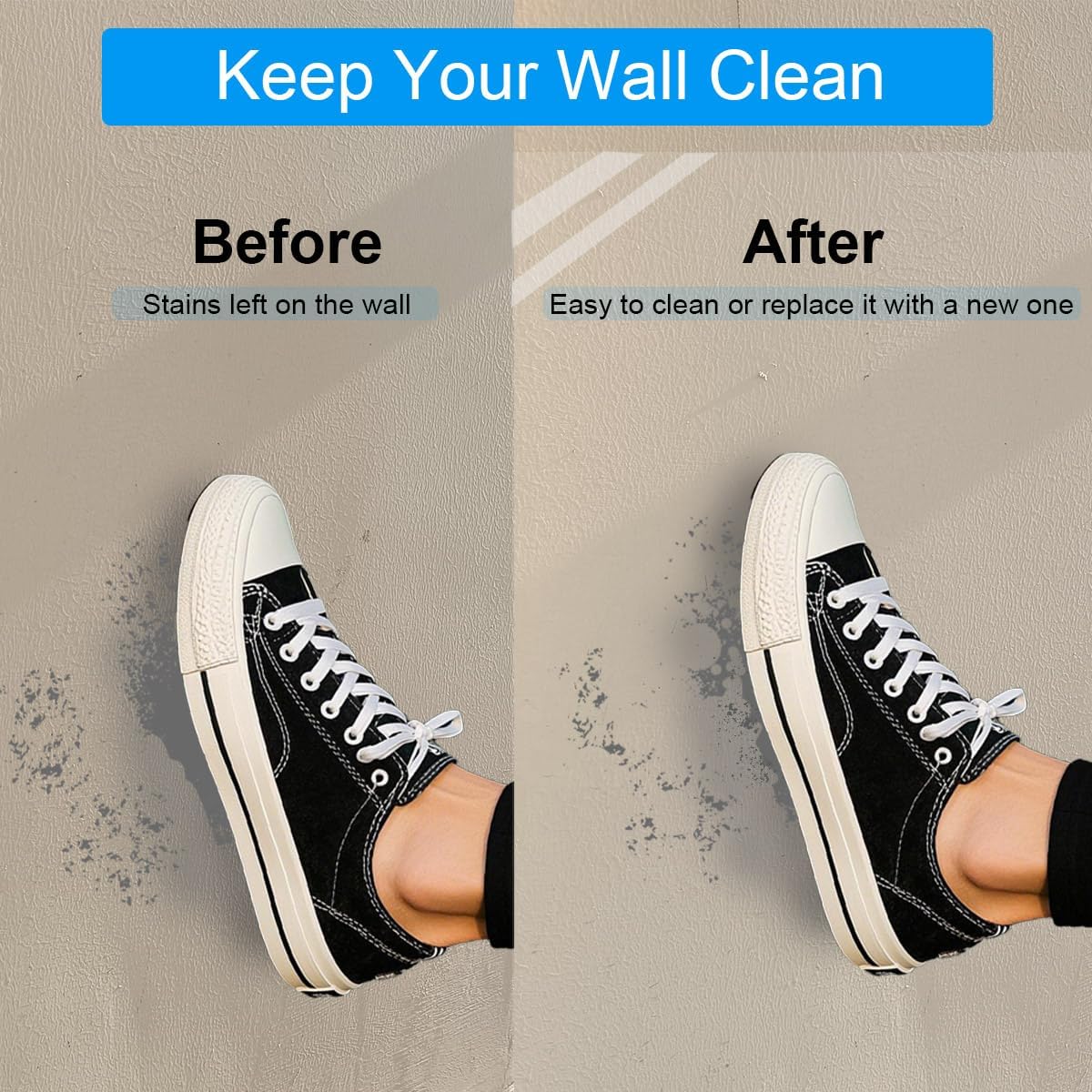 Orga'Neat Wall Protector, 17.7in x 16.4ft/32.8ft Clear Plastic Electrostatic Wall Protective Film Sheet, Static Cling, Guard Walls from Trash Can, Kitchen Oil & Food Splash, Furniture