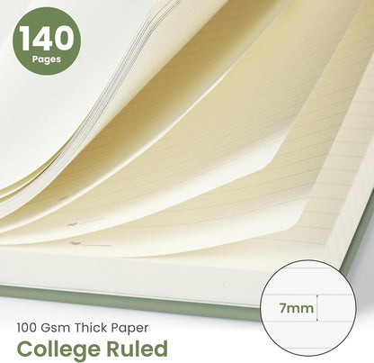 Taja Lined Spiral Journal Notebook for Women & Men, 140 Pages, College Ruled Hardcover Notebook for Work & Note Taking, Journals for Writing, A5(5.7" x 7.9") - Green