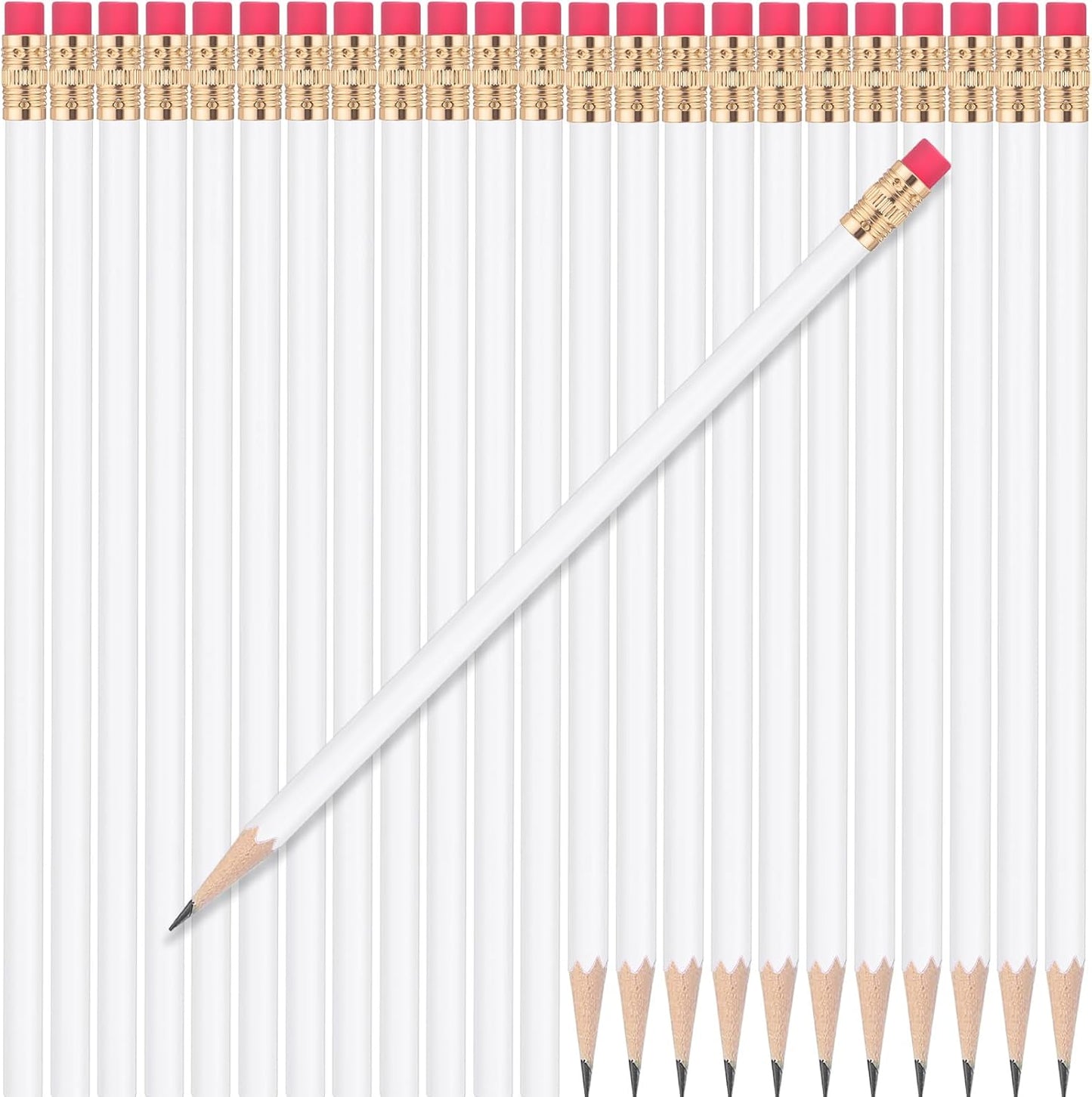 24 Pcs Round Pencils with Eraser 2 HB Cute Pencils Bulk for School Graphite Wood Color Unsharpened Pencil for Drawing Sketching Wedding School Teacher Supplies Student Reward