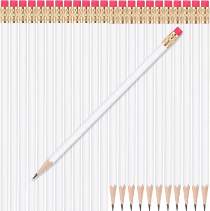 24 Pcs Round Pencils with Eraser 2 HB Cute Pencils Bulk for School Graphite Wood Color Unsharpened Pencil for Drawing Sketching Wedding School Teacher Supplies Student Reward