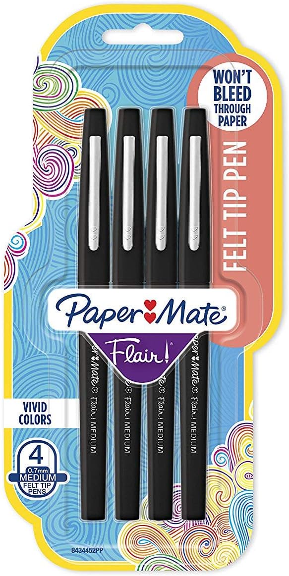 Flair Felt Tip Pens, Medium Point (0.7mm), Black