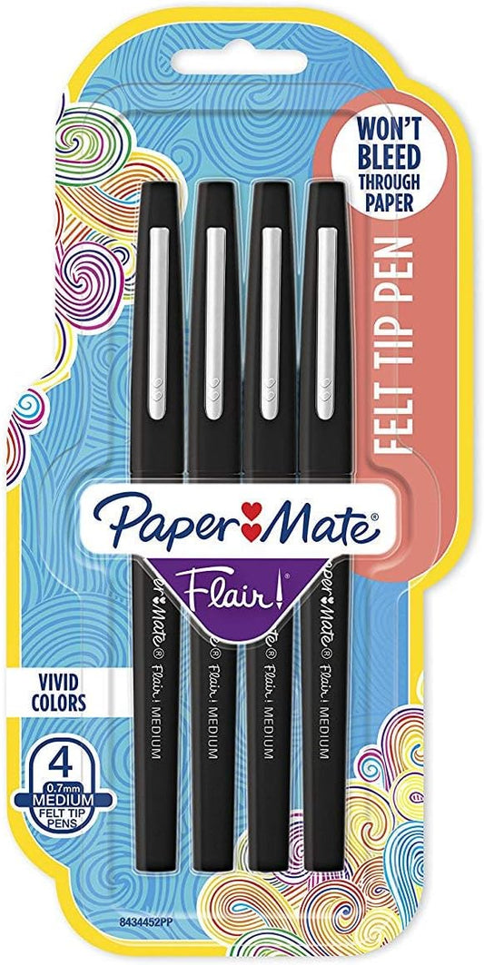 Flair Felt Tip Pens, Medium Point (0.7mm), Black