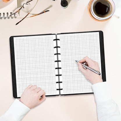 A5 Grid Refill Paper, 6-Hole Graph Paper, 100Sheets / 200Pages Loose-Leaf Grid Paper, 100gsm White Paper, 5.8" x 8.3 "