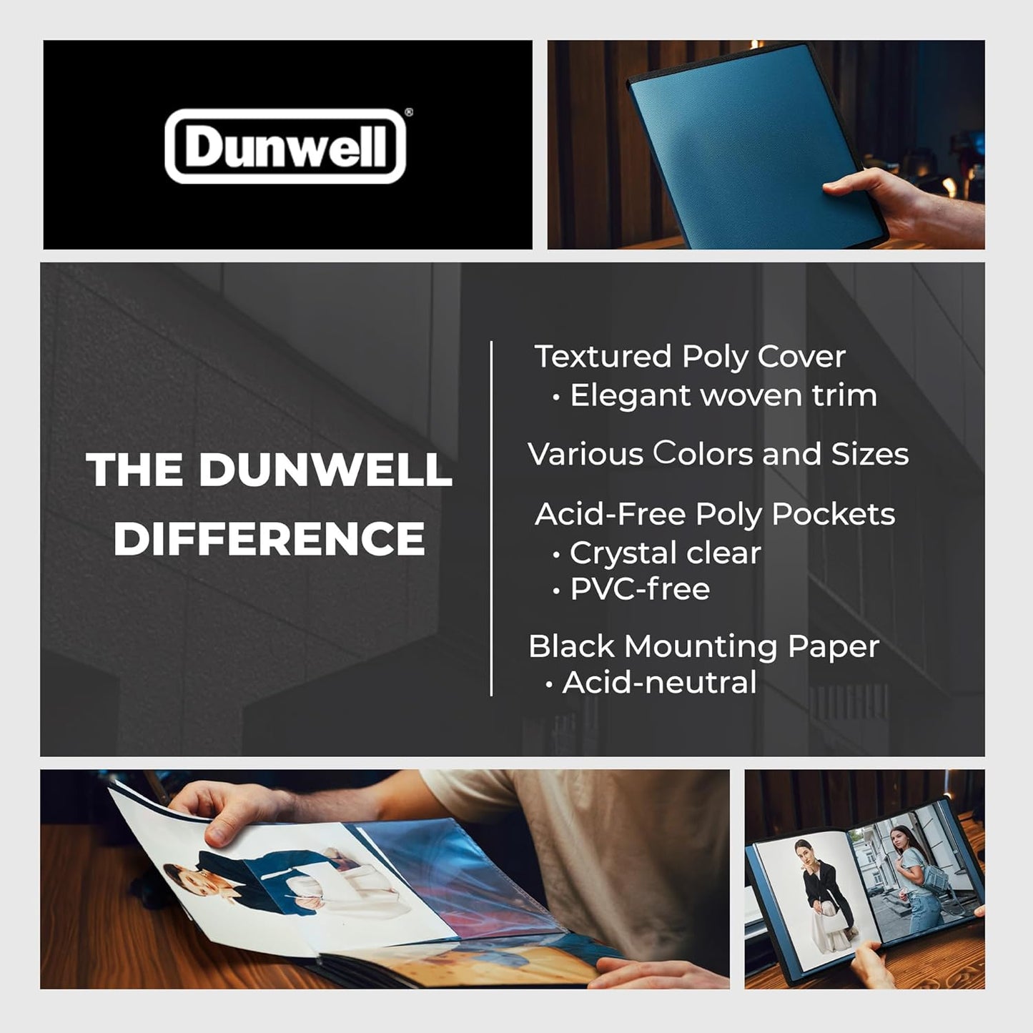 Dunwell Art Portfolio 8.5x11 Folder (Silver), Mounting Paper, Portfolio Binder for Artwork and 8.5 x 11 Documents Art Folder, 24 Pockets Display 48 Pages, Acid-Free Poly Presentation Book