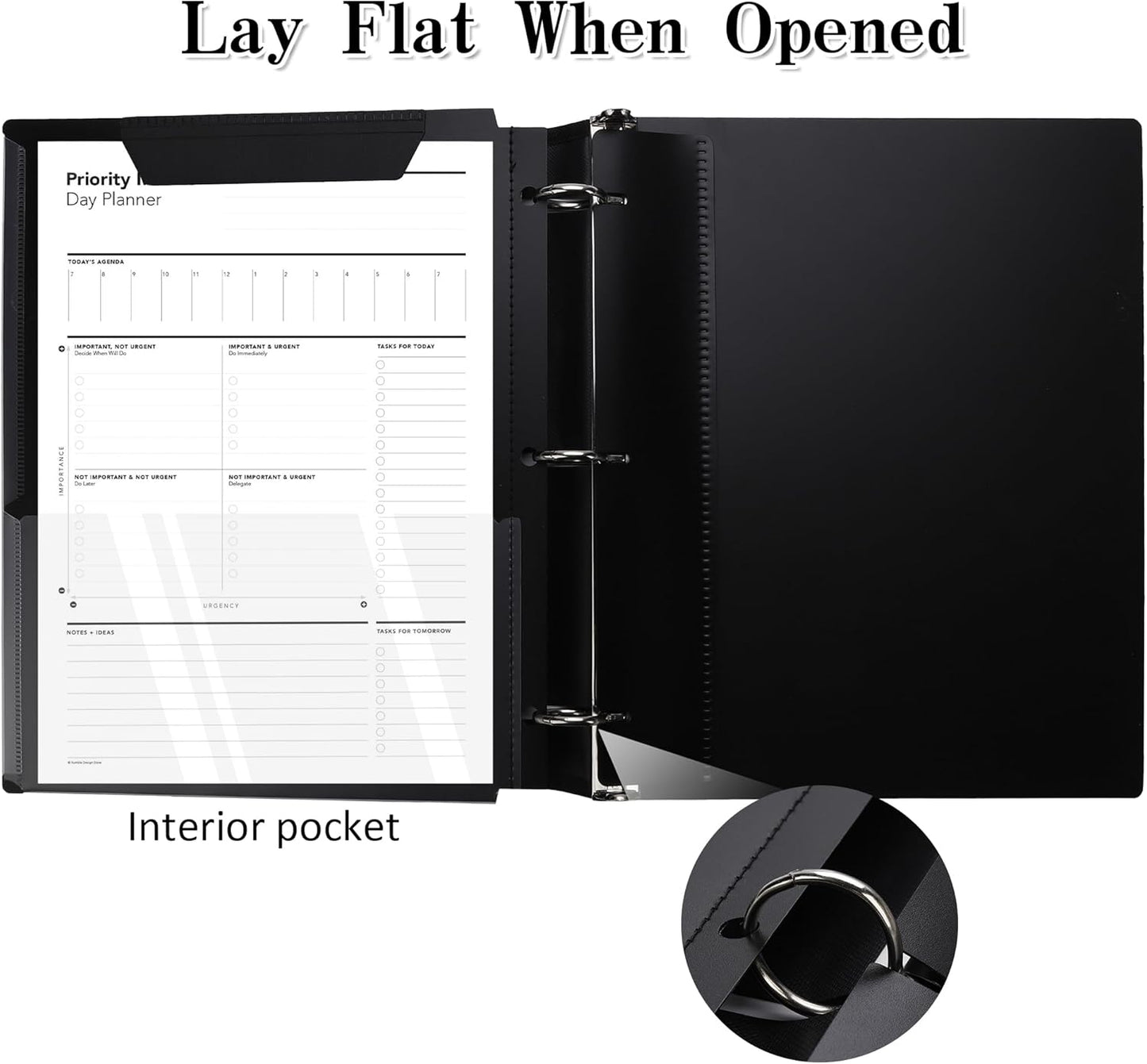 360 Degree Pivotable Binder, Upgraded 3 Ring Binder 1 inch 4 Pack, Flexible Binders 3 Ring, Foldable Three Ring Binders- Black, White, Blue, Red