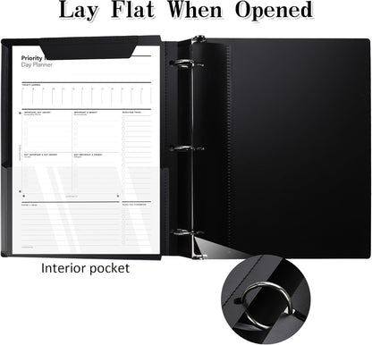 360 Degree Pivotable Binder, Upgraded 3 Ring Binder 1 inch 4 Pack, Flexible Binders 3 Ring, Foldable Three Ring Binders- Black, White, Blue, Red