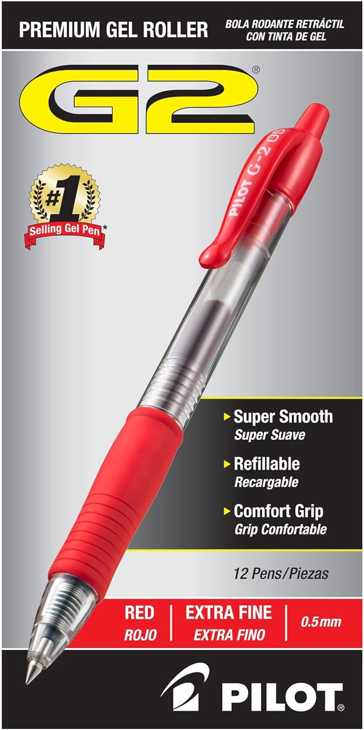 PILOT G2 Premium Refillable and Retractable Rolling Ball Gel Pens, Extra Fine Point, Black Ink, 12-Pack (31002)