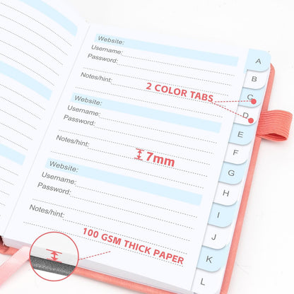 MOSA BEAR Password Keeper Book with Alphabetical Tabs，4.3"x5.7" Small Password Books for Seniors Password Notebook for Internet Website Address Log in Detail（Dark Blue）