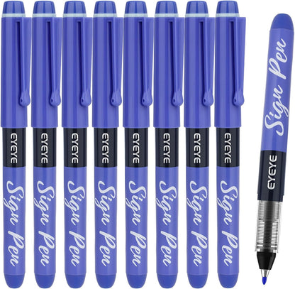 EYEYE Sign Pens 9 Pack (Black Blue Red Green)- 1.0mm Nib Tip - 0.6mm Line, Liquid Ink Sign Pen Smooth Writing - Fineliner Marker Pens Quick Drying