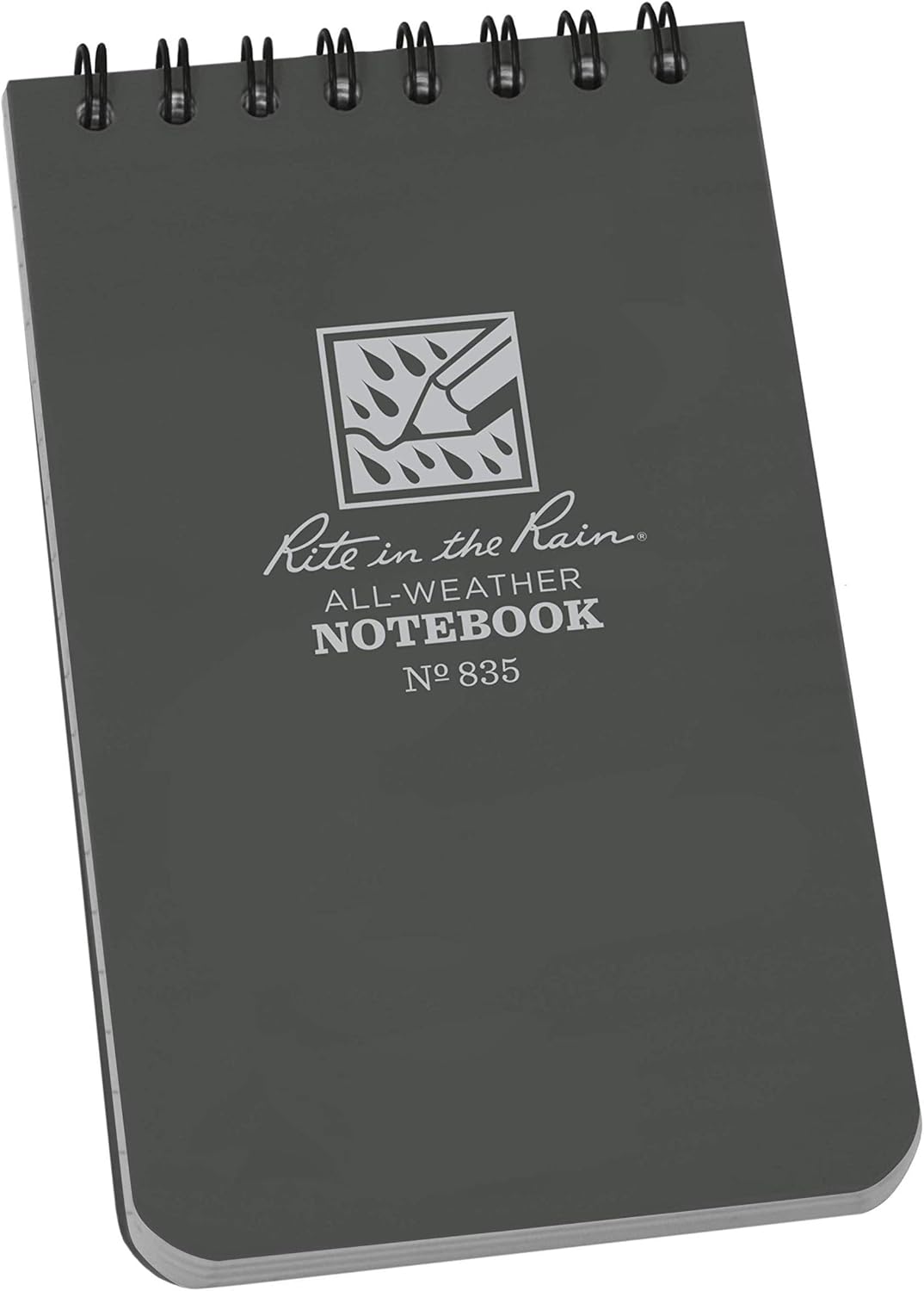 Rite in the Rain Weatherproof Top Spiral Notebook, 3" x 5", Black Cover, Universal Pattern, 3 Pack (No. 735-3X)