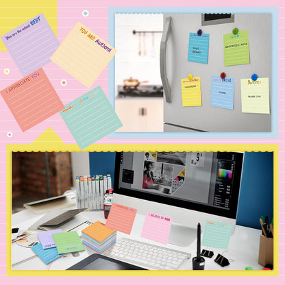 Yinder 48 Pcs Inspirational Sticky Notes Cute Motivational Sticky Notes Pad End of Year Employee Appreciation Gifts Bulk for Teacher Nurse Coworkers Office Supplies 3 x 3'' (Thank You,Dark Color)
