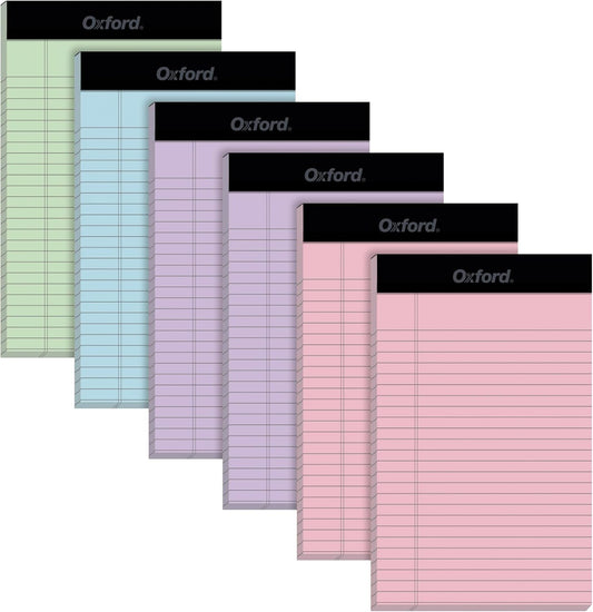 Oxford Color Writing Pads, Wide Rule, Small Legal Pads, Writing Pads, Notebooks for School and Office, 4 Assorted Colors: 2 Pink, 2 Purple, 1 Blue, 1 Green, 8.5 inch x 11.75 inch (1017038)