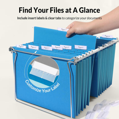 SUNEE Hanging File Folders, 25 Pack Letter Size Hanging File Folders with 1/5-Cut Tabs, Ideal for Home and Office Organization and Papers Classification,Yellow