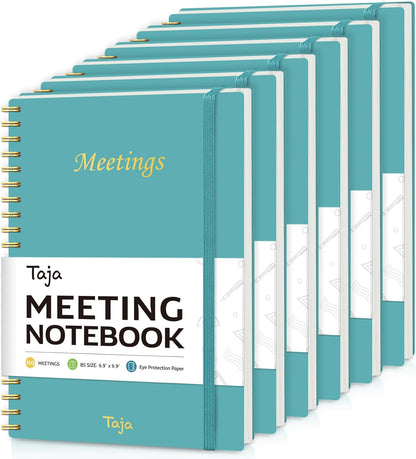 Taja Meeting Notebook for Work Organization - Work Planner Notebook with Action Items, Agenda Planner for Note Taking, 160 Pages (6.9" X 9.9") Project Organizer for Men & Women - Blue