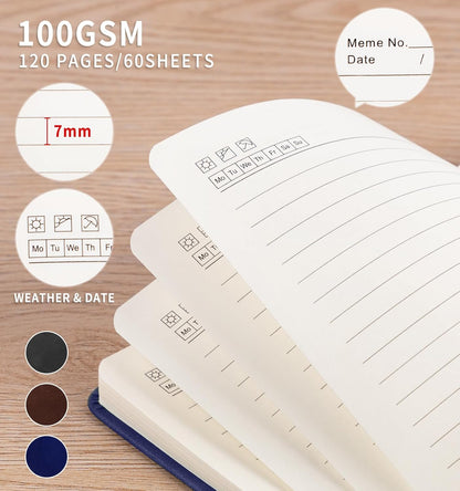 3 Pack Pocket Journaling Notebooks, A6 Small Notebook For Note Taking Journaling Notebooks Journals For Writing Mini Note Pads With Pen Holder 120 Pages 100 GSM Thick Paper(Nude, Brown, Forest Green)