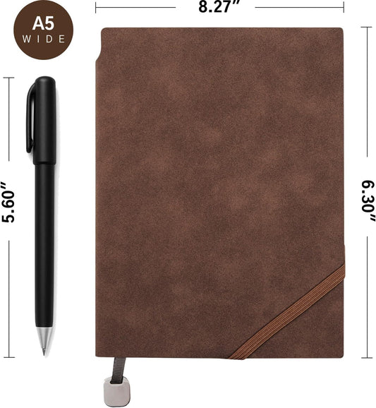 Faux Leather Notebook Journal - 200 Pages Lined Vegan Leather Journal for Writing, A5 Soft-Cover Journaling Notebook Gift Set with Pen for Travel, Office, Daily Writing