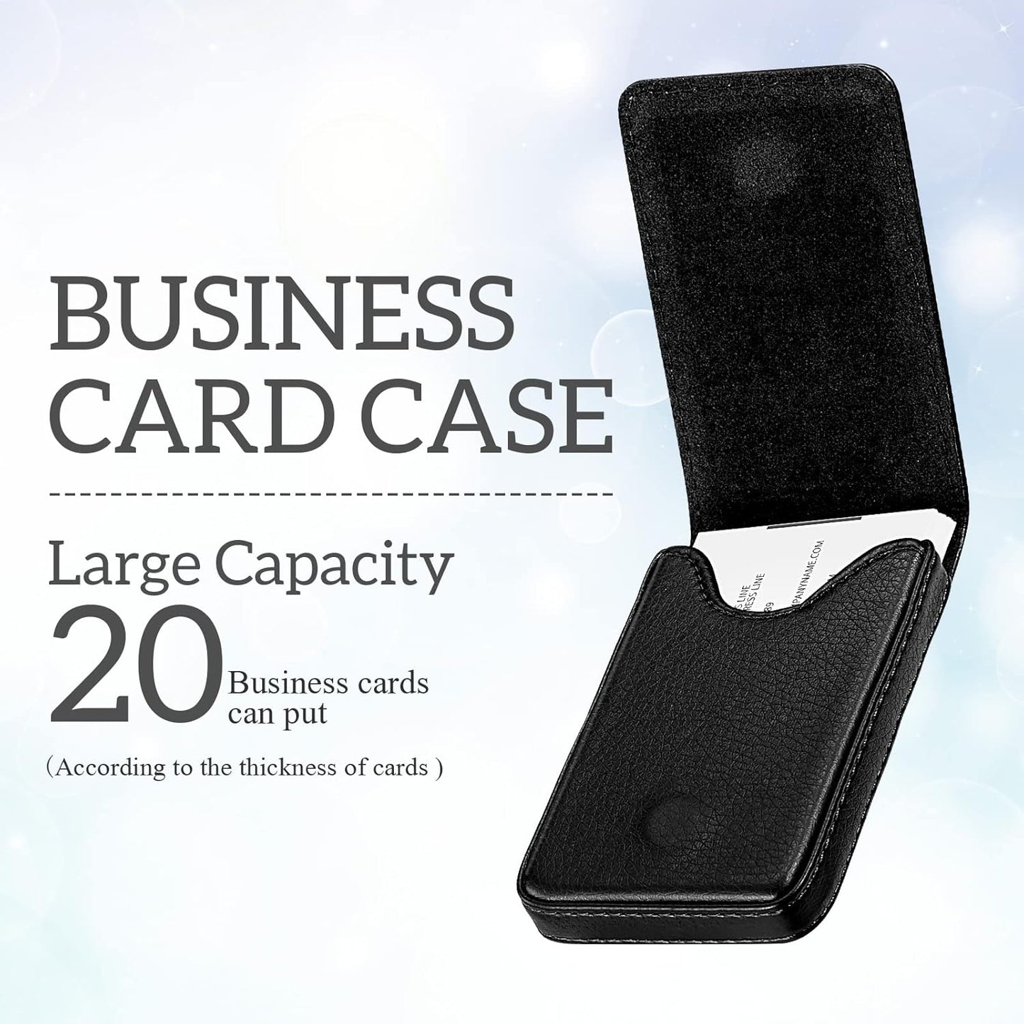Outus 2 Pieces Business Card Holder, PU Leather Business Card Case Pocket Wallet with Magnetic Shut for Valentines Gift Men Women(Black and Coffee,Classic)