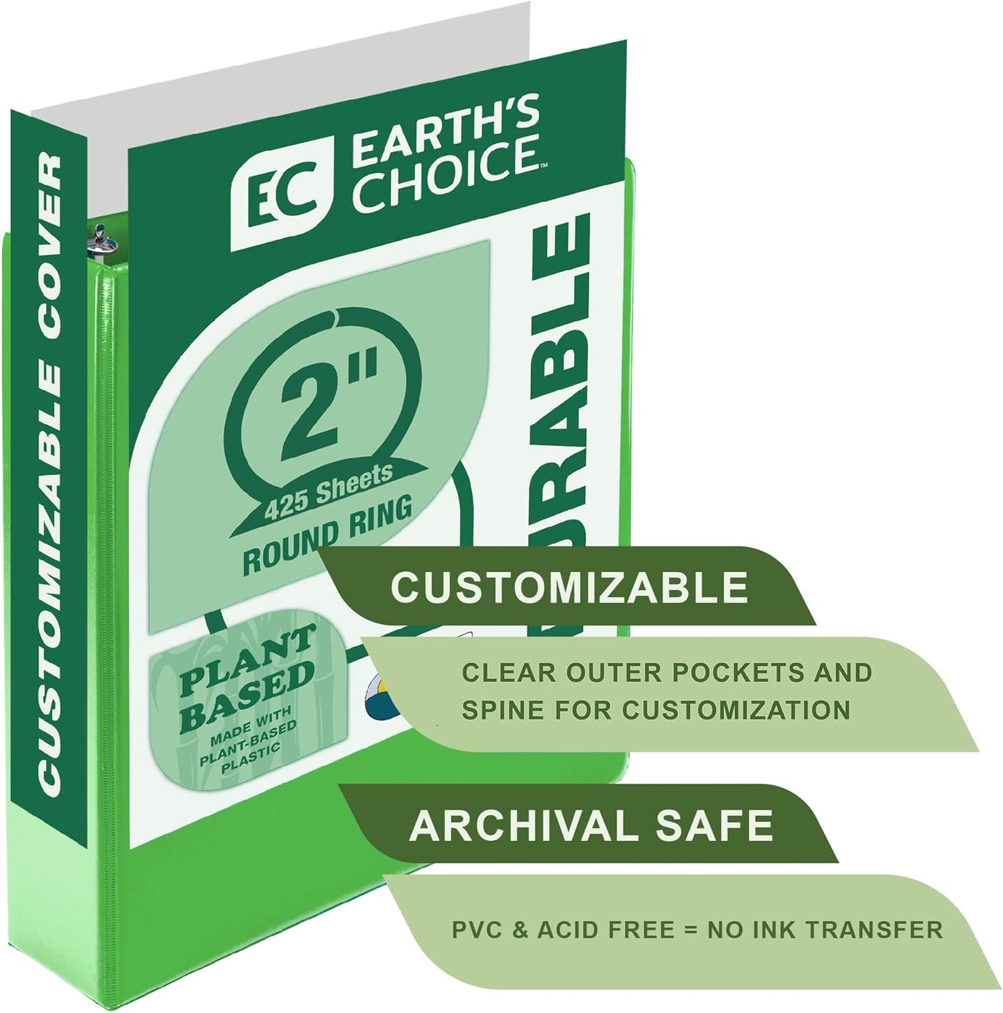 Samsill Plant-Based 2 Inch Durable Round Ring, View Binder, Eco-Friendly, USDA Certified Biobased, Single, Turquoise