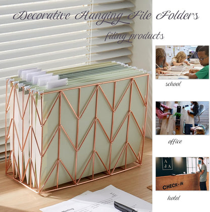 6 Pack Hanging Folder File Cabinet Organizer Letter Size 1/5 Cut Adjustable Label Decoration Home Office School Classroom, Green