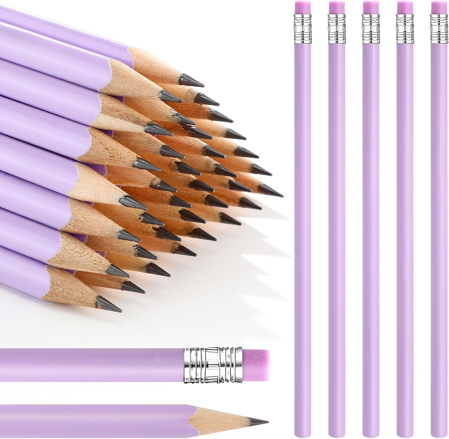Tinlade 50 Pcs Triangular Grip Pencils Wood Wedding Pencils HB Graphite Pencil Pack Eraser for Baby Shower Drawing Sketching Bridal Shower Office Supplies(Pink)