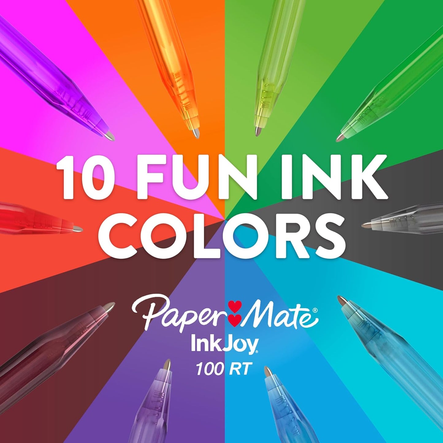 Paper Mate InkJoy 100RT Retractable Ballpoint Pens, Medium Point (1.0mm), Black, 20 Count - Writing, Journaling, Note-Taking, Office Supplies