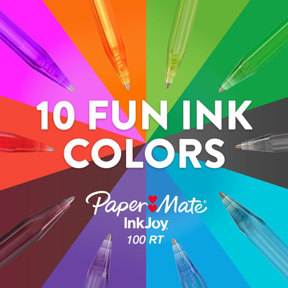Paper Mate InkJoy 100RT Retractable Ballpoint Pens, Medium Point (1.0mm), Black, 20 Count - Writing, Journaling, Note-Taking, Office Supplies
