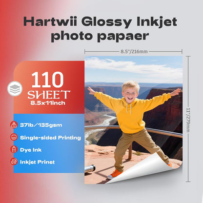220 Sheets Photo Paper Glossy Inkjet 8.5x11 44lb 160Gsm A4 Letter Size Suitable for All Dye Ink Printers for Calendar Menu Brochure Paper Flyers Paper, Cards