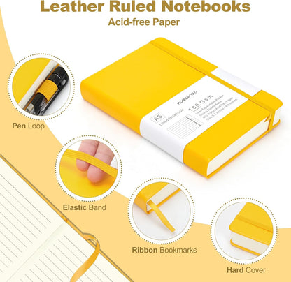 Journals for Writing, A5 Leather Ruled Notebook with 400 Pages, 100 Gms College Ruled Journal with Thick Paper, Hardcover with Inner Pocket & Pen Holder, Dark Green