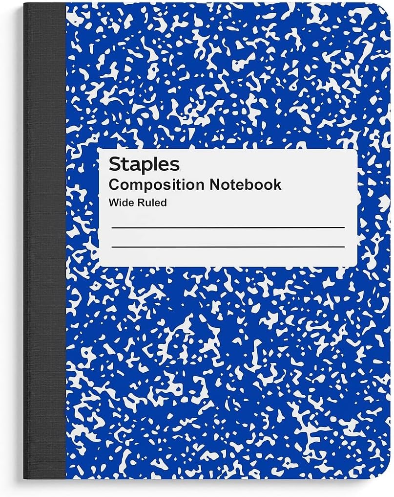 STAPLES Composition Notebook, 9.75” x 7.5”, Wide Ruled, 100 Sheets, Green Cover