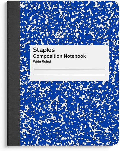 STAPLES Composition Notebook, 9.75” x 7.5”, Wide Ruled, 100 Sheets, Green Cover