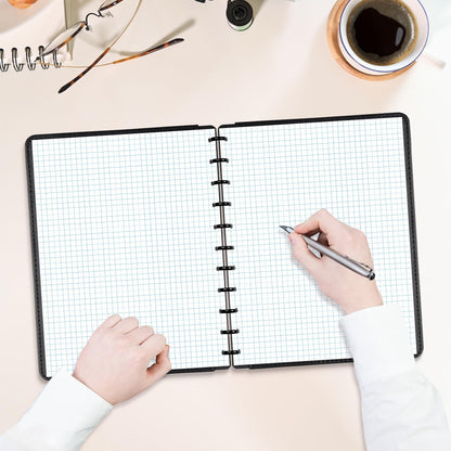A4 TUL Discbound Grid Filler Paper - 11 Disc Graph Paper, Letter Size 100Sheets / 200Pages Loose-Leaf Paper, 100gsm White Paper, 8.5'' x 11''