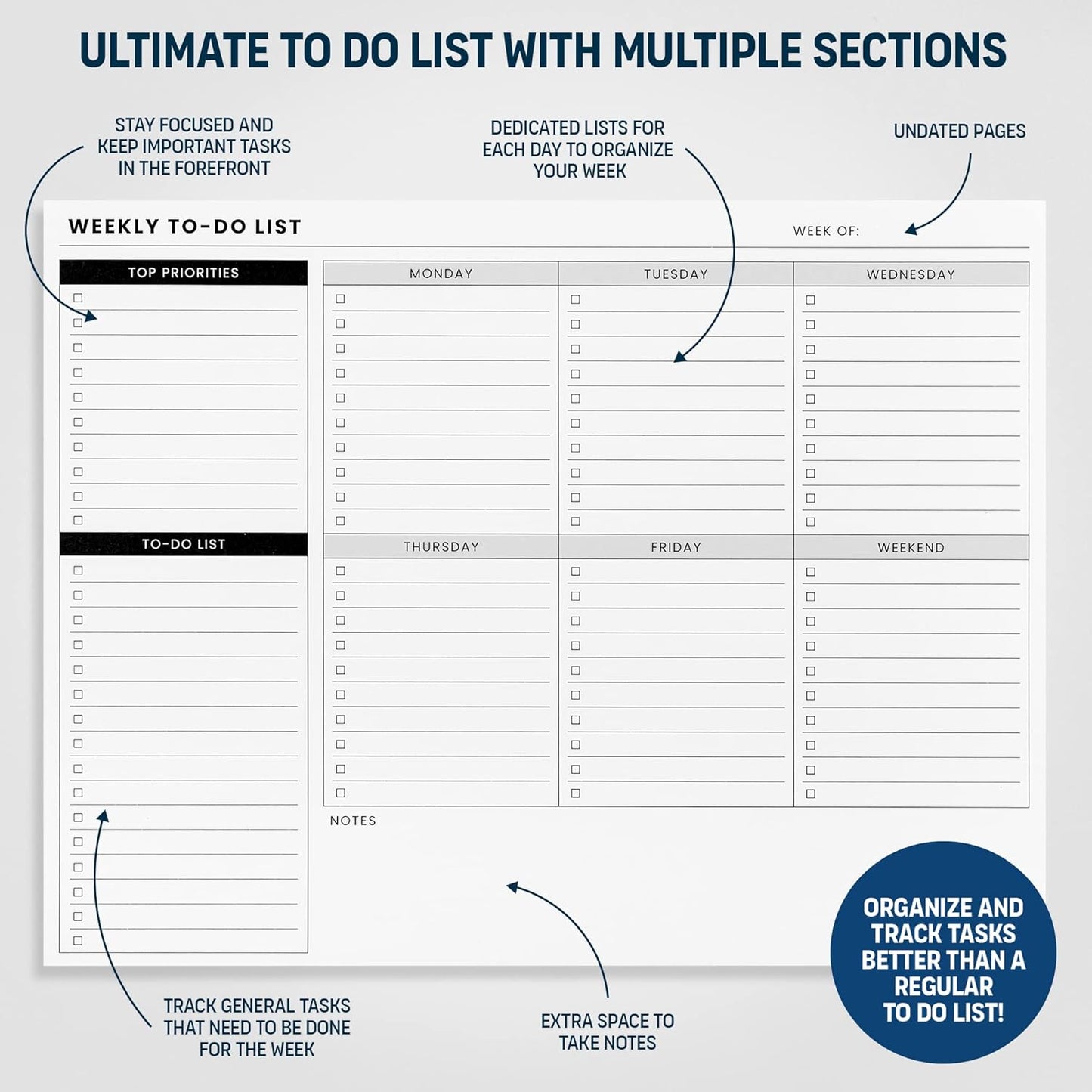 To Do List Notepad: With Multiple Functional Sections - 6.5 x 9.8" 60 Sheets - Spiral Daily Planner Notebook - Task CheckList Organizer Agenda Pad for Work - Note & Todo List Organization Notebooks