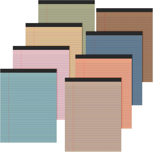Fuutreo 8 Pcs 8.5'' x 11'' Colored Legal Pad 50 Sheets Per Writing Pads Narrow Ruled Notepad Perforated Writing Notepad Office Supplies for College Office Business (Sweet Color)