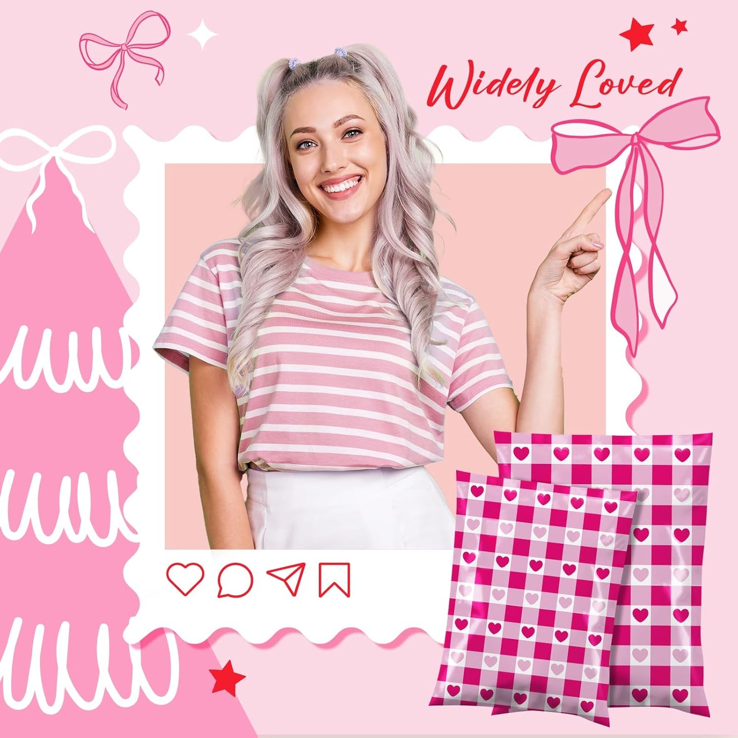 Metronic Cute Poly Mailers 10x13" 50pc Small Shipping Bags, Strong Adhesive Mailers Poly Bags for Business, Waterproof Mailing Envelopes for Packing Shipping Clothes Gifts, Gradient BluePink