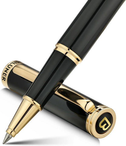 BEILUNER Luxury Rollerball Pen, Stunning Green Lacquer with 24K Gold Trim,Noble and Elegant Designs,Schneider Ink Refill, Best Gift Set for Men & Women, Refillable, Executive Writing, Nice Pens