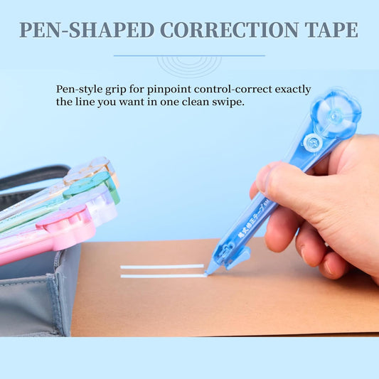 5-Pack Correction Tape Pen, as Smooth as Writing, Dry Instantly, Stretch Resistant, Noiseless Correction Pen, Writing Supplies & Correction Supplies, 0.2 in x 19.69 ft