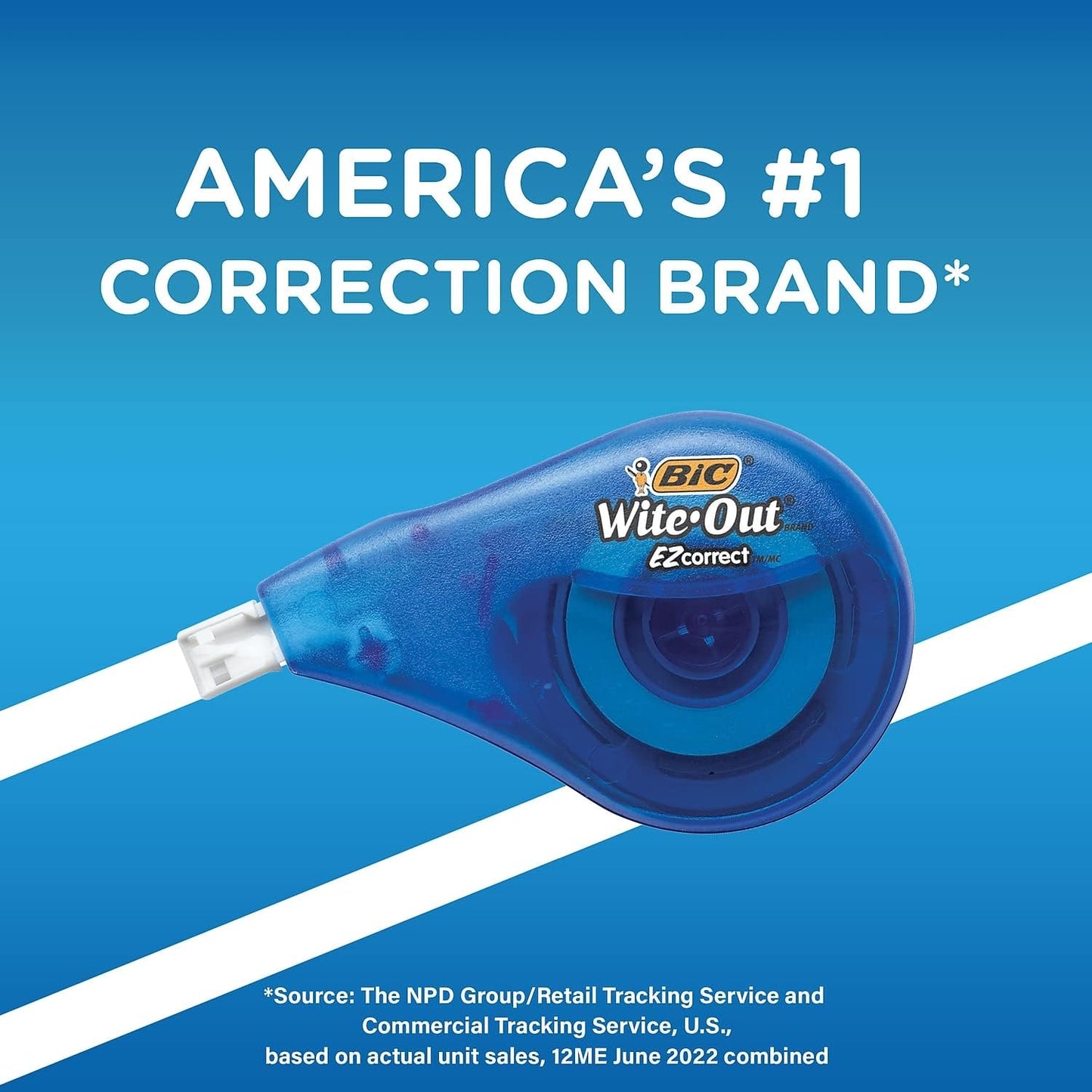 BIC WOTAPP418 Wite-Out EZ Correct Correction Tape, Non-Refillable, 1/6-Inch x 400-Inch, 4/Pack