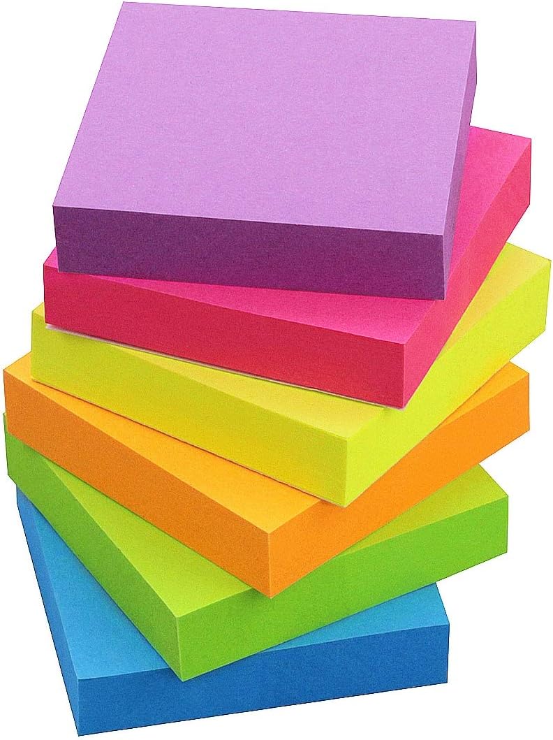 Sticky Notes 8x6, 6 Color Bright Colorful Sticky Pad, 6 Pads/Pack, 45 Sheets/Pad, Self-Sticky Note Pads