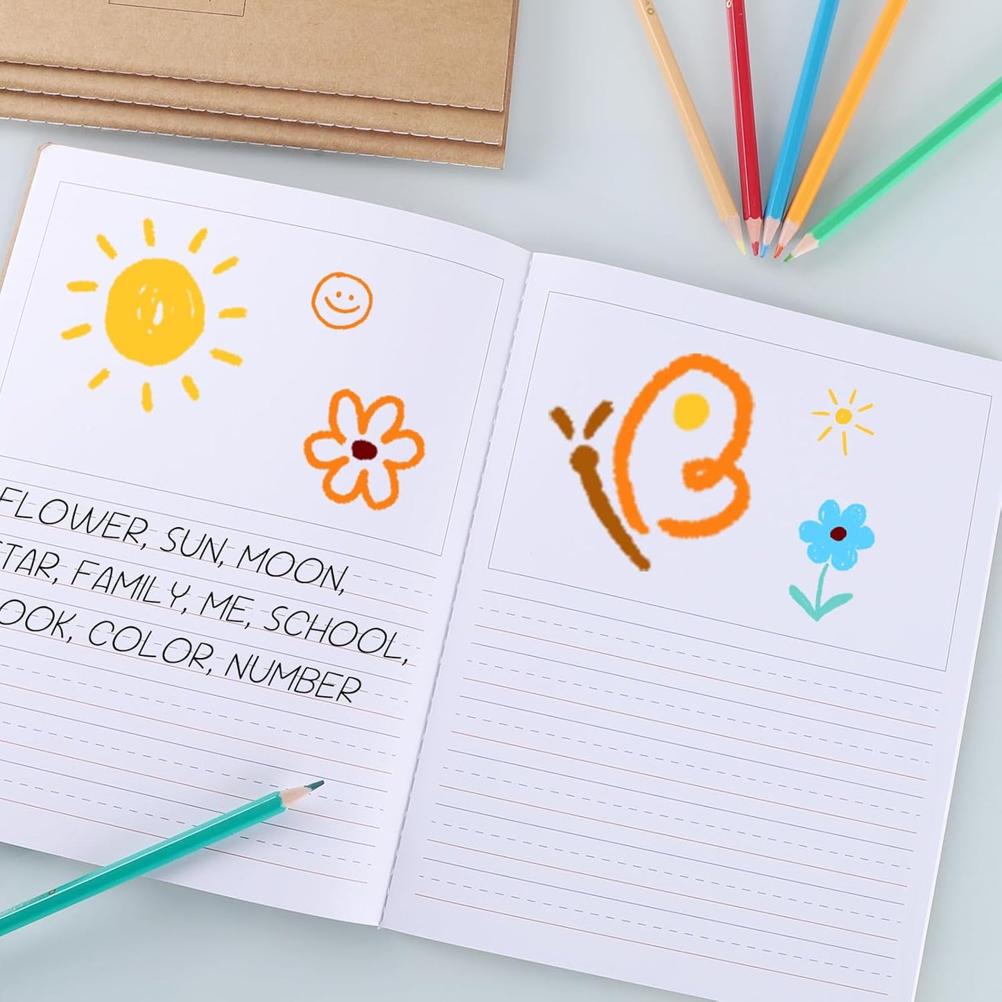 zmybcpack 2 Pack Write Beginner Paper for Kids, 8.5"x11" Story Writing Paper for Kids to Write Story, Primary Composition Notepad(100 Sheets Each, Double-Sided Printing)