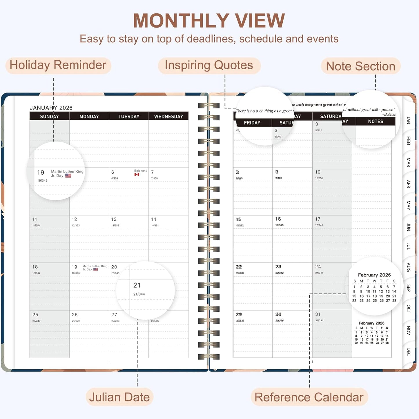Planner 2026-2027, Weekly and Monthly Academic Year Calendar Planner, July 2026 - June 2027, Daily Agenda Book for Office School Supplies, A5(6.3'' x 8.5'')