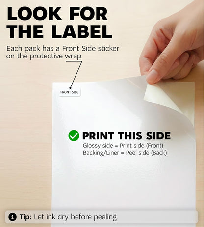 Premium Printable Vinyl Sticker Paper for Inkjet Printer and Laser - 20 White Matte Sticker Paper Waterproof - Durability Adhesive Paper 8.5 x 11, Fast Dry, Holds Ink Well, Great for Cutting Machines