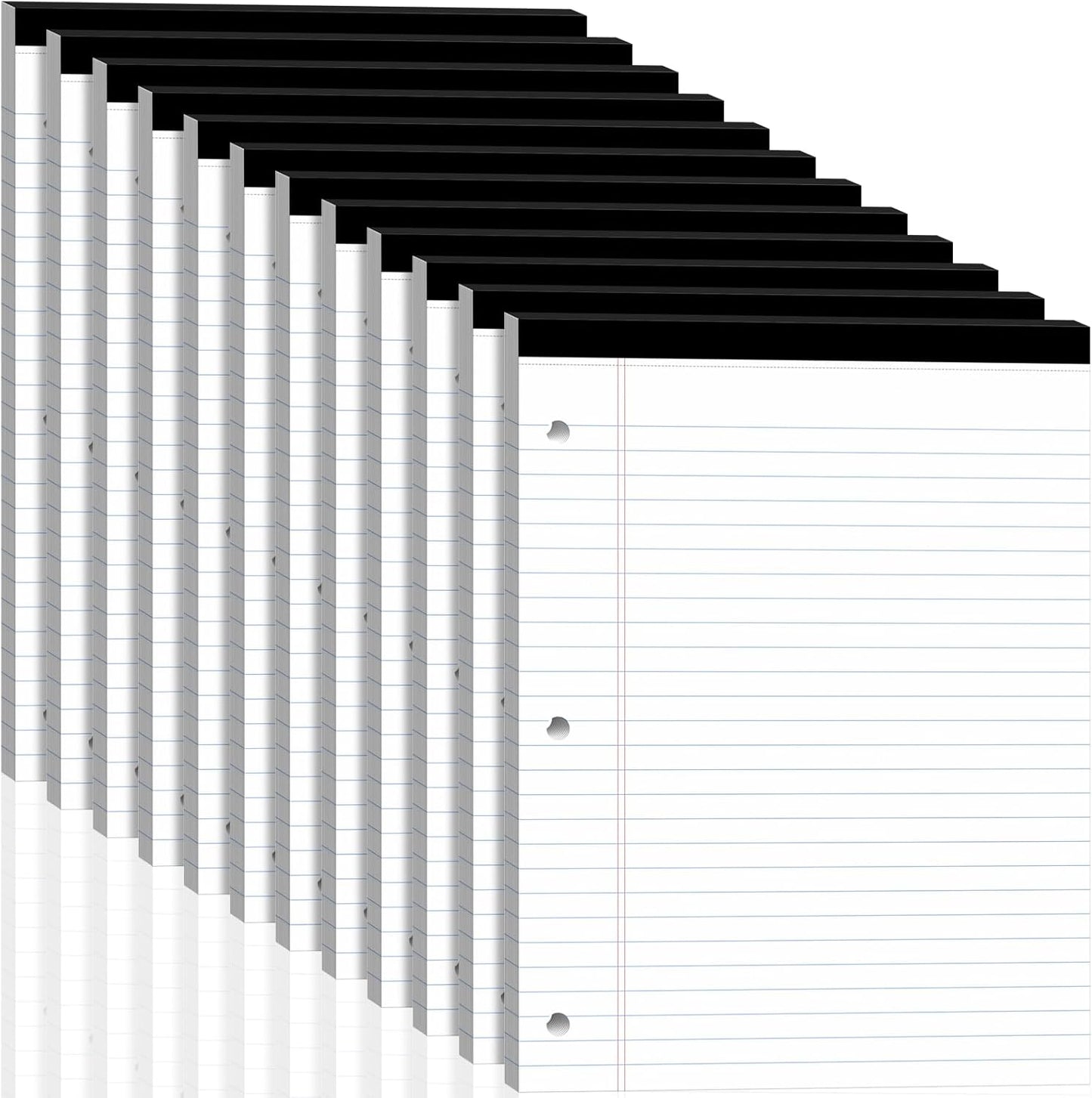 Legal Pads 8.5x11, White Notepads 8.5x11, Wide Ruled Lined with 3 Hole Punch, Loose Leaf Notebook Paper for 3 Ring Binders, 3 Pack, 30 Sheets/Pack, Perforate for School, Office, Home