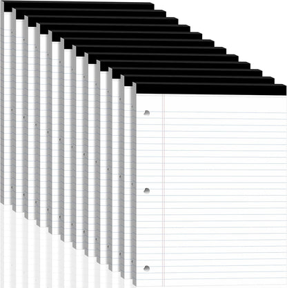 Legal Pads 8.5x11, White Notepads 8.5x11, Wide Ruled Lined with 3 Hole Punch, Loose Leaf Notebook Paper for 3 Ring Binders, 3 Pack, 30 Sheets/Pack, Perforate for School, Office, Home