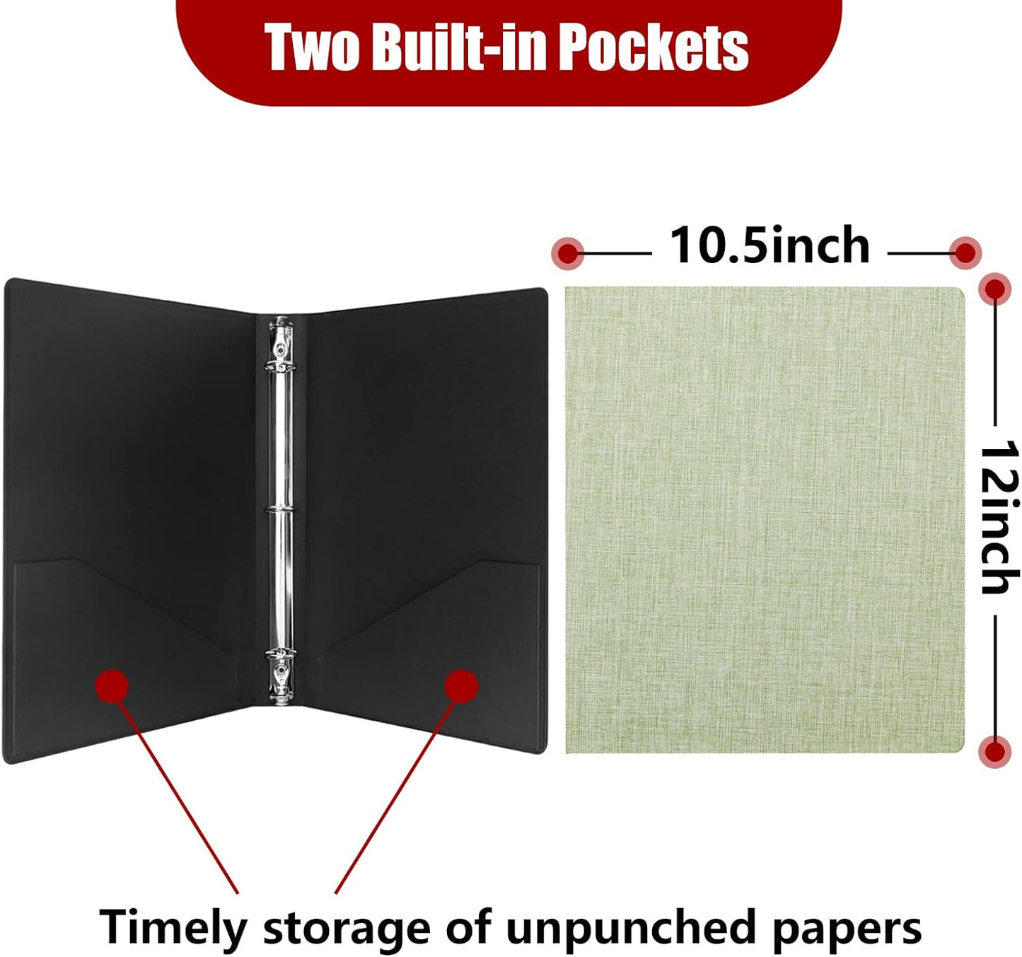Vienrose 3 Ring Binder 1 Inch Round Rings with Linen Fabric Cover, Fits 8.5 x 11 Inch Paper, Durable Organizer for School, Office, Home, Recipes, Grey