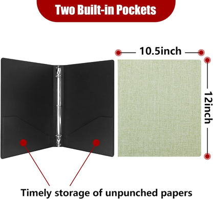 Vienrose 3 Ring Binder 1 Inch Round Rings with Linen Fabric Cover, Fits 8.5 x 11 Inch Paper, Durable Organizer for School, Office, Home, Recipes, Grey